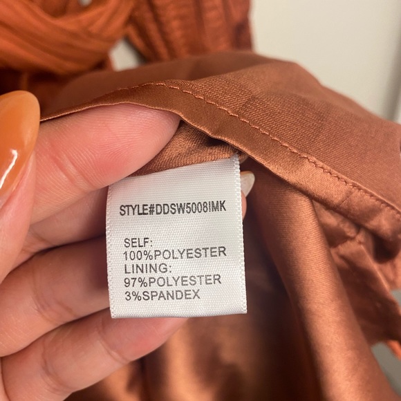 4Si3NNA Lorena Dress | Burnt Orange / Rust Long Sleeve Dress | Size Small - Picture 8 of 9